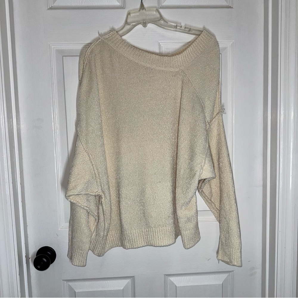 Umgee Off-the-Shoulder Cream Sweater - Picture 2 of 14